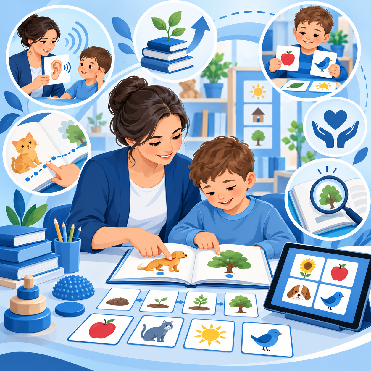 Reading support teacher and student